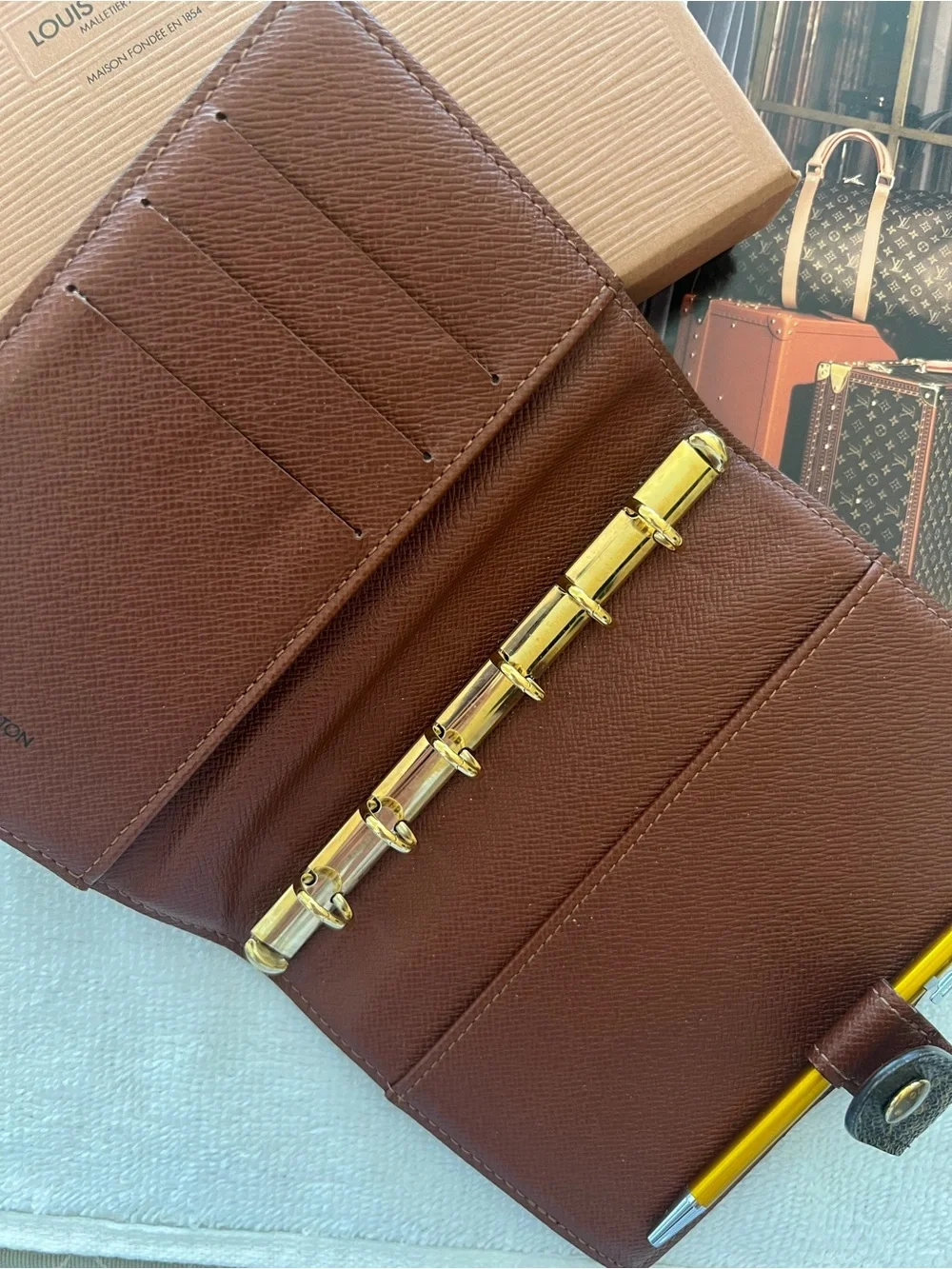 LOUIS VUITTON Small Ring Agenda PM Monogram with original box and pen